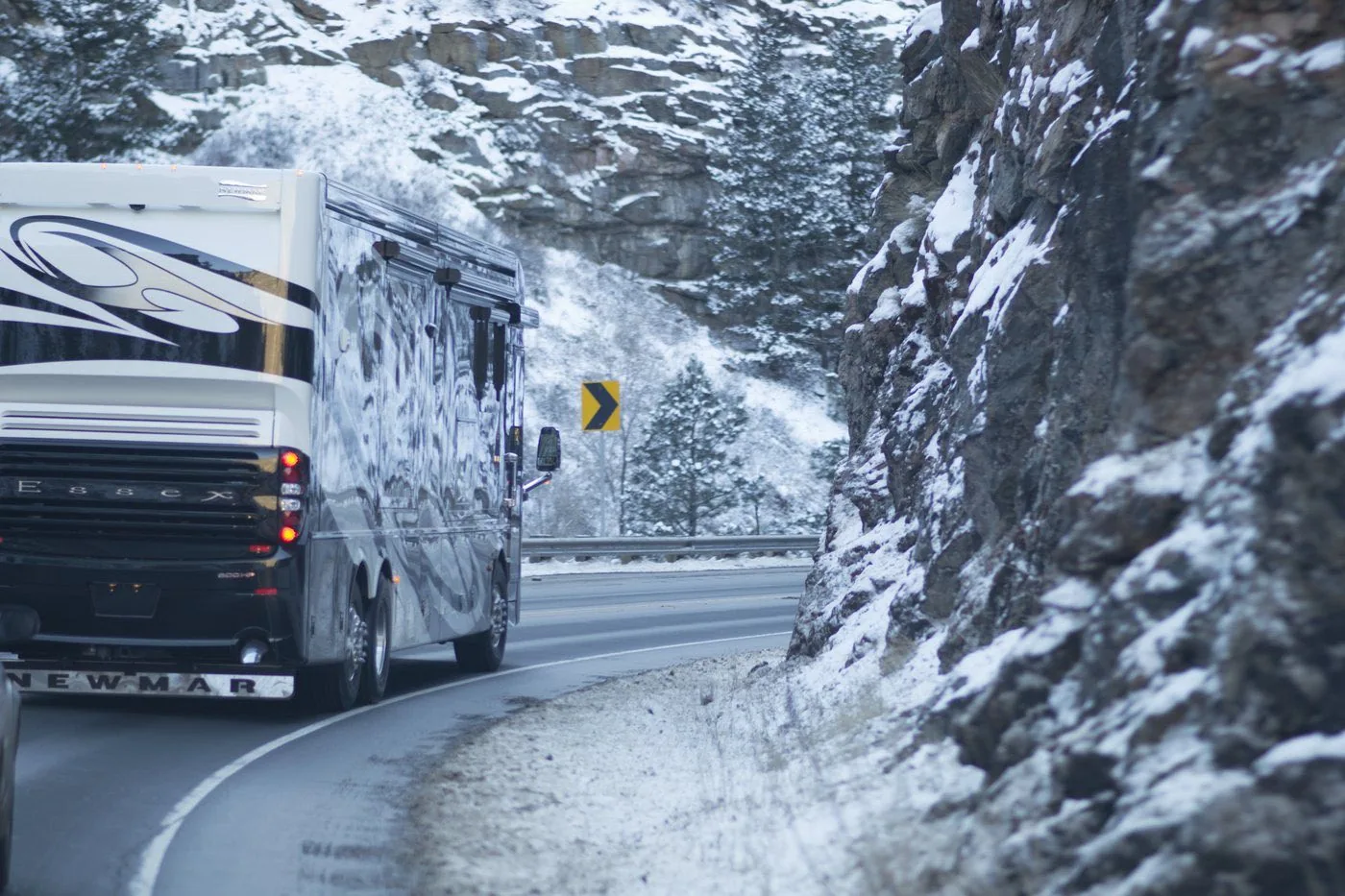 Newmar motorcoach in Nevada landscape